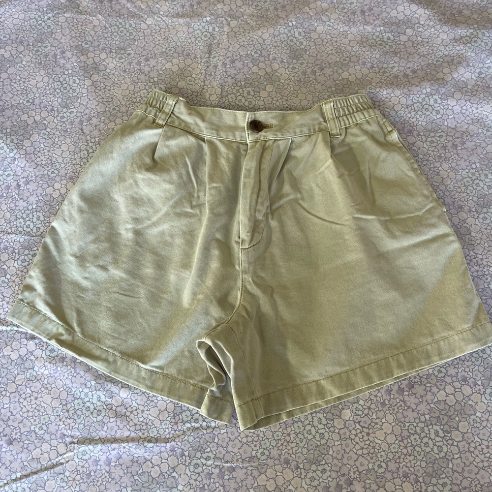 BDG Cream High-Waist Shorts with Elastic Side